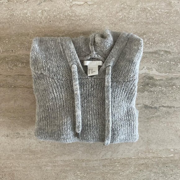 H&M Knit Hooded Sweater in Grey, Size XS - Picture 2 of 4